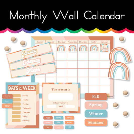 Pastel Boho Monthly Wall Calendar | Printable Resource