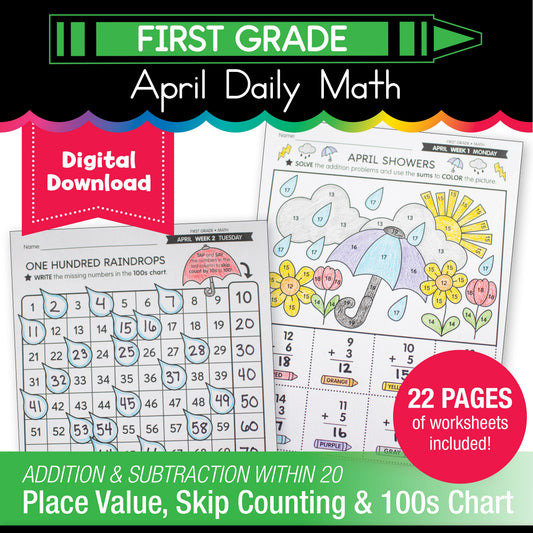 Printable First Grade April Daily Math