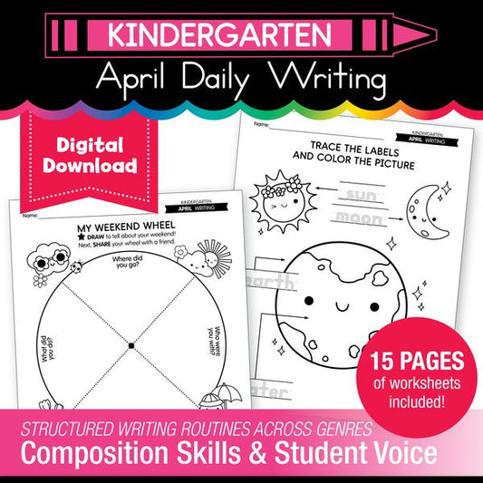Printable Kindergarten April Daily Writing