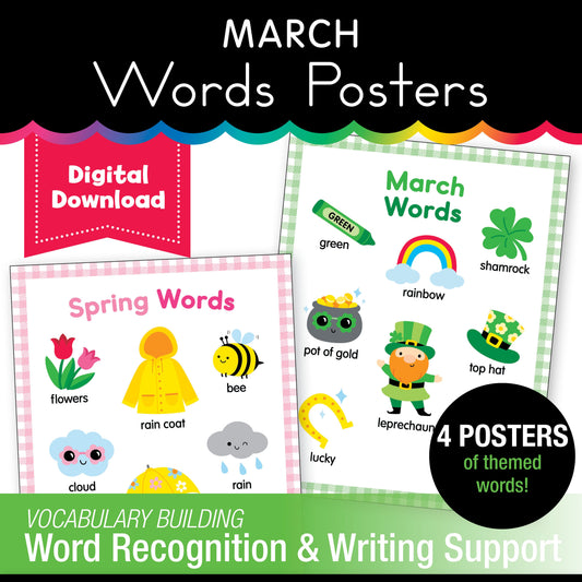 Printable March Words Posters