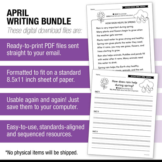 Printable Second Grade April Writing Bundle