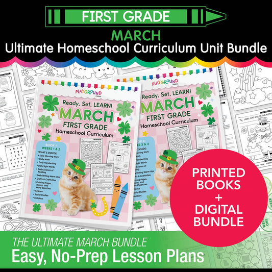 Ultimate First Grade March Homeschool Curriculum Bundle
