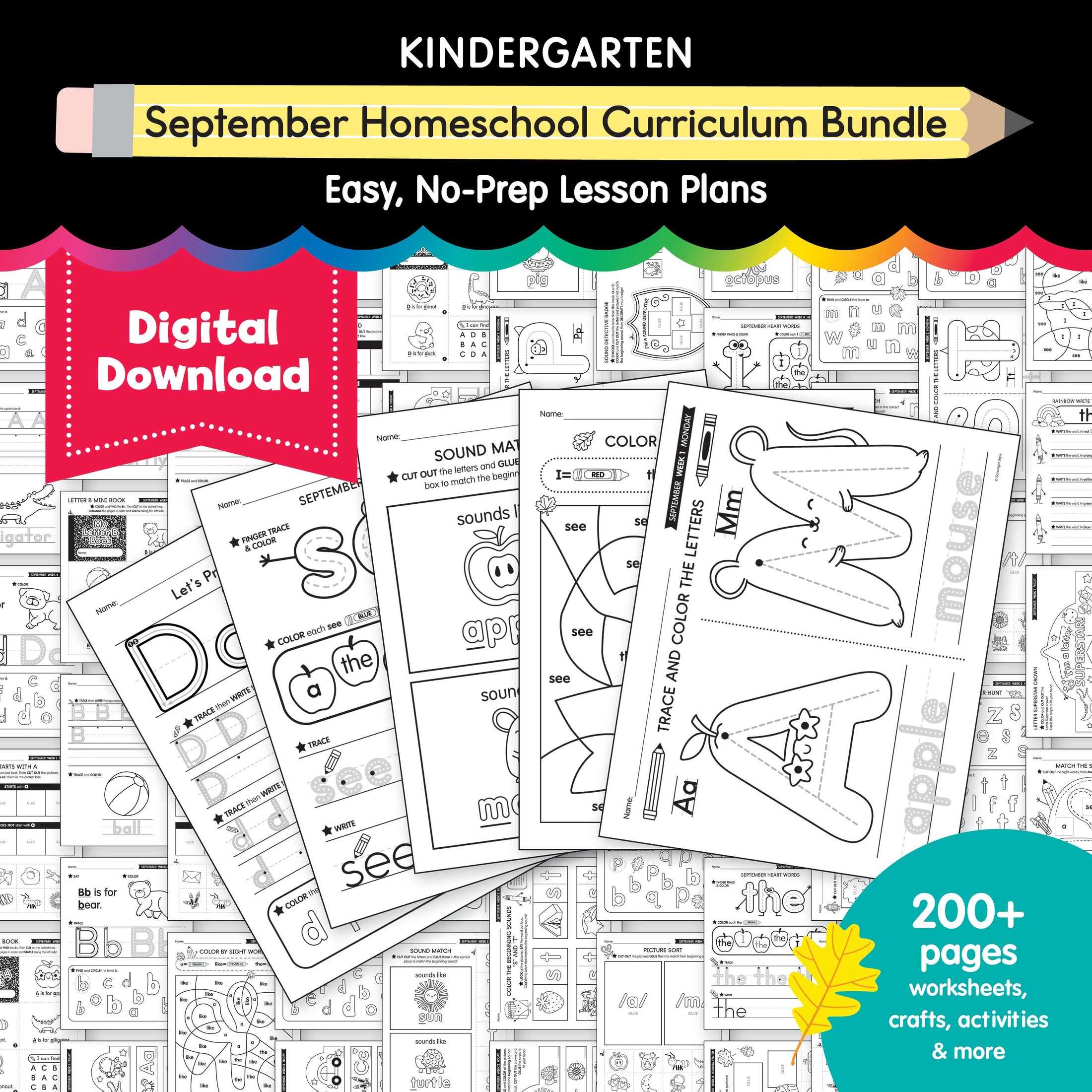 Kindergarten September Homeschool Curriculum Bundle
