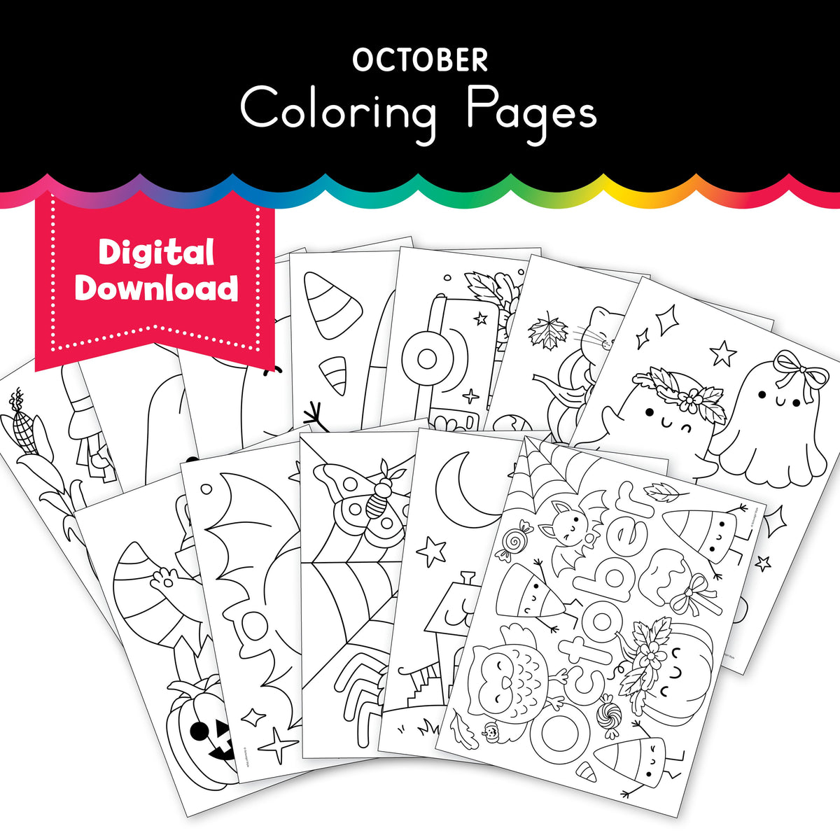 Free Printable October Coloring Pages Pack 2 - Playground Press