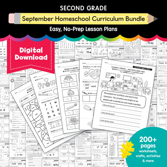 Second Grade September Homeschool Curriculum Bundle