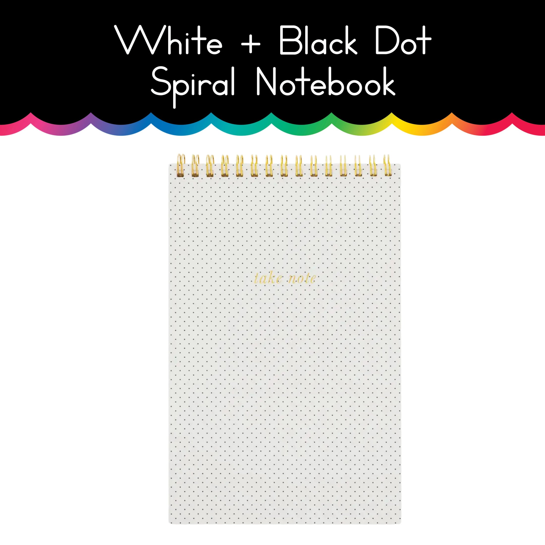 White + Black Scatter Dot Spiral Notebook