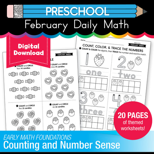 Printable Preschool February Daily Math