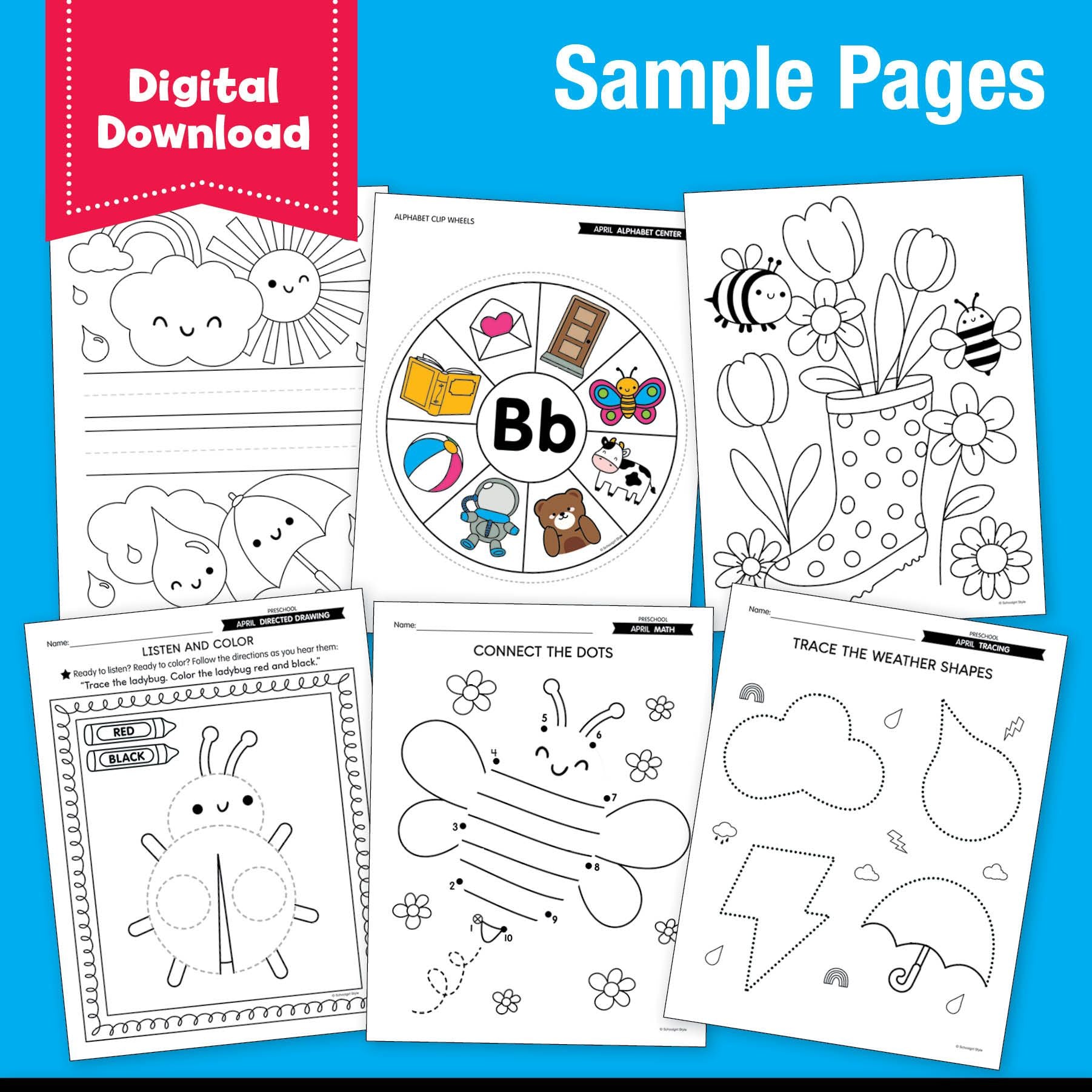 Printable Preschool April Homeschool Curriculum Bundle