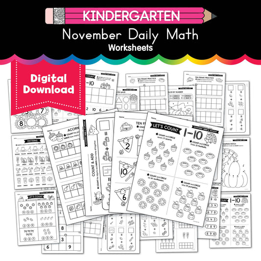 Printable Kindergarten November Daily Math