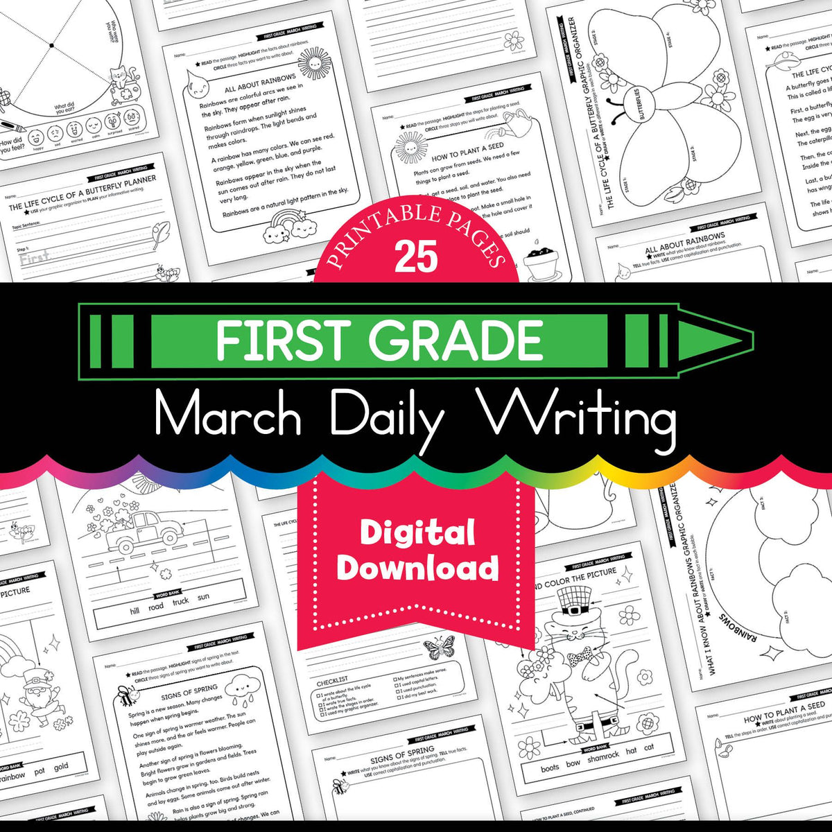 First Printable March Editable Printable First Grade March Daily Writing - Playground Press