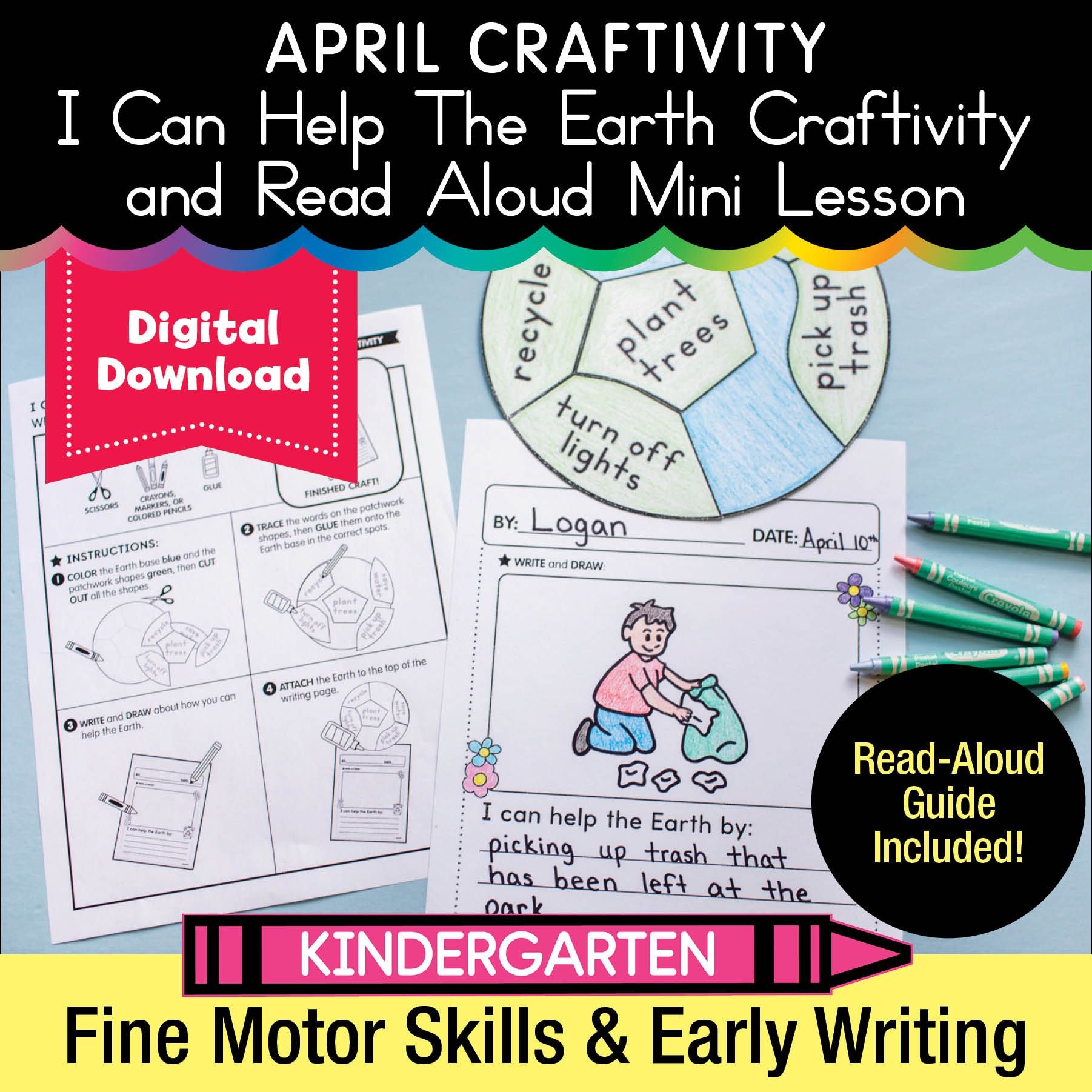 Printable April I Can Help the Earth Craftivity and Read Aloud Mini Lesson