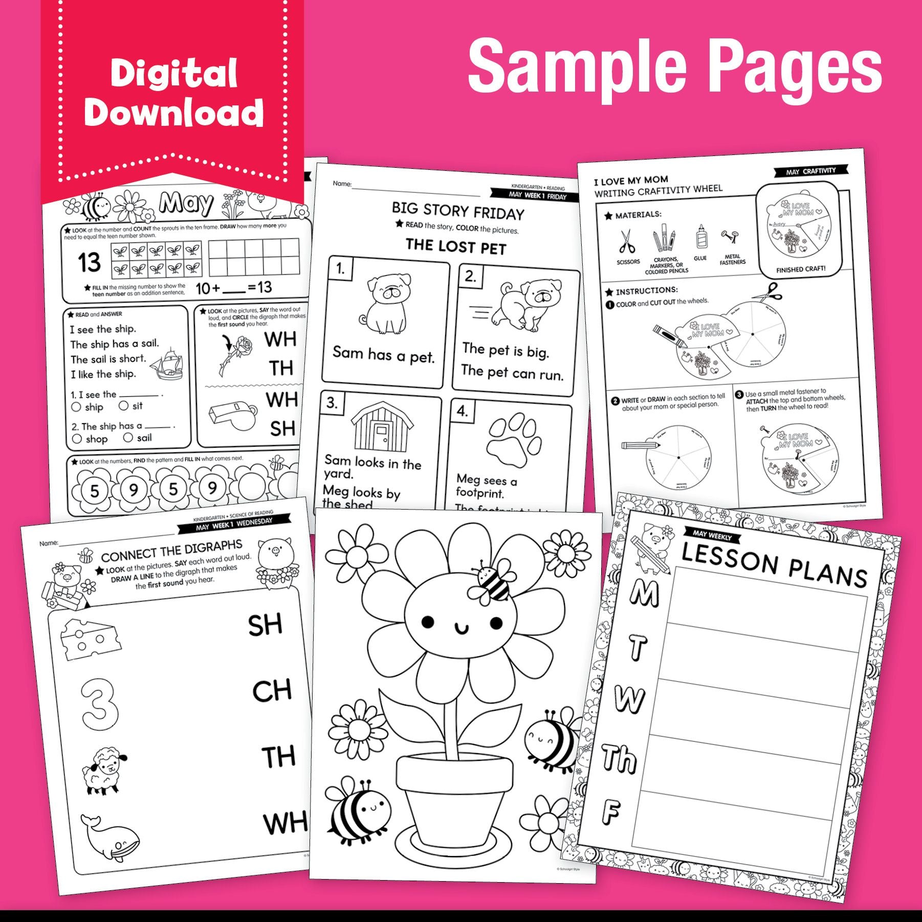 Printable Kindergarten May Homeschool Curriculum Bundle
