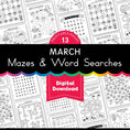 Load image into Gallery viewer, Printable March Mazes and Word Searches

