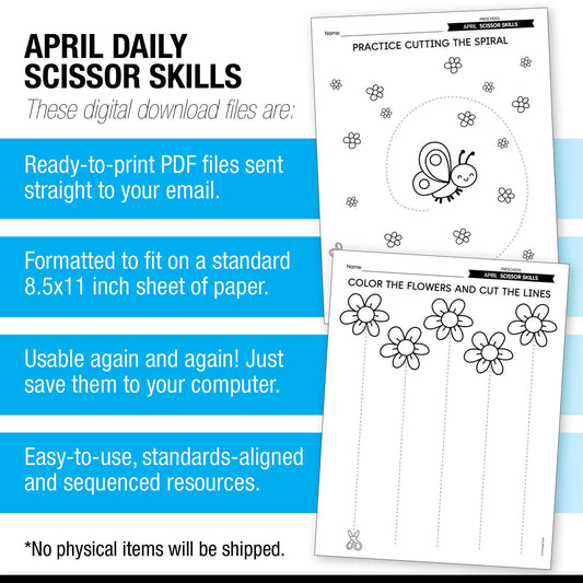 Printable Preschool April Daily Scissor Skills