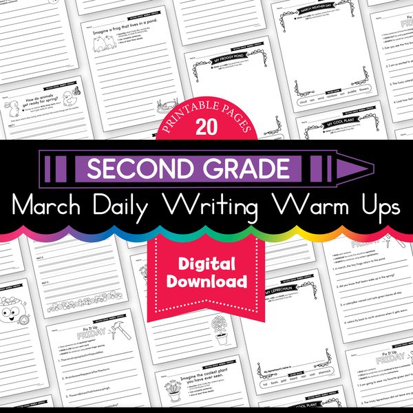 Printable Second Grade March Daily Writing Warm Ups