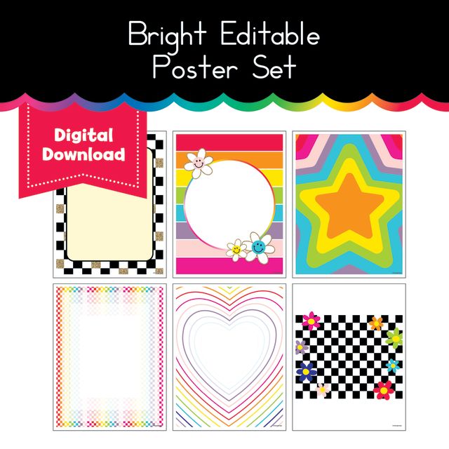 Bright Editable Poster Set