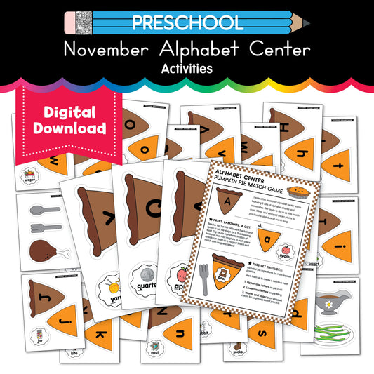Printable Preschool November Alphabet Match