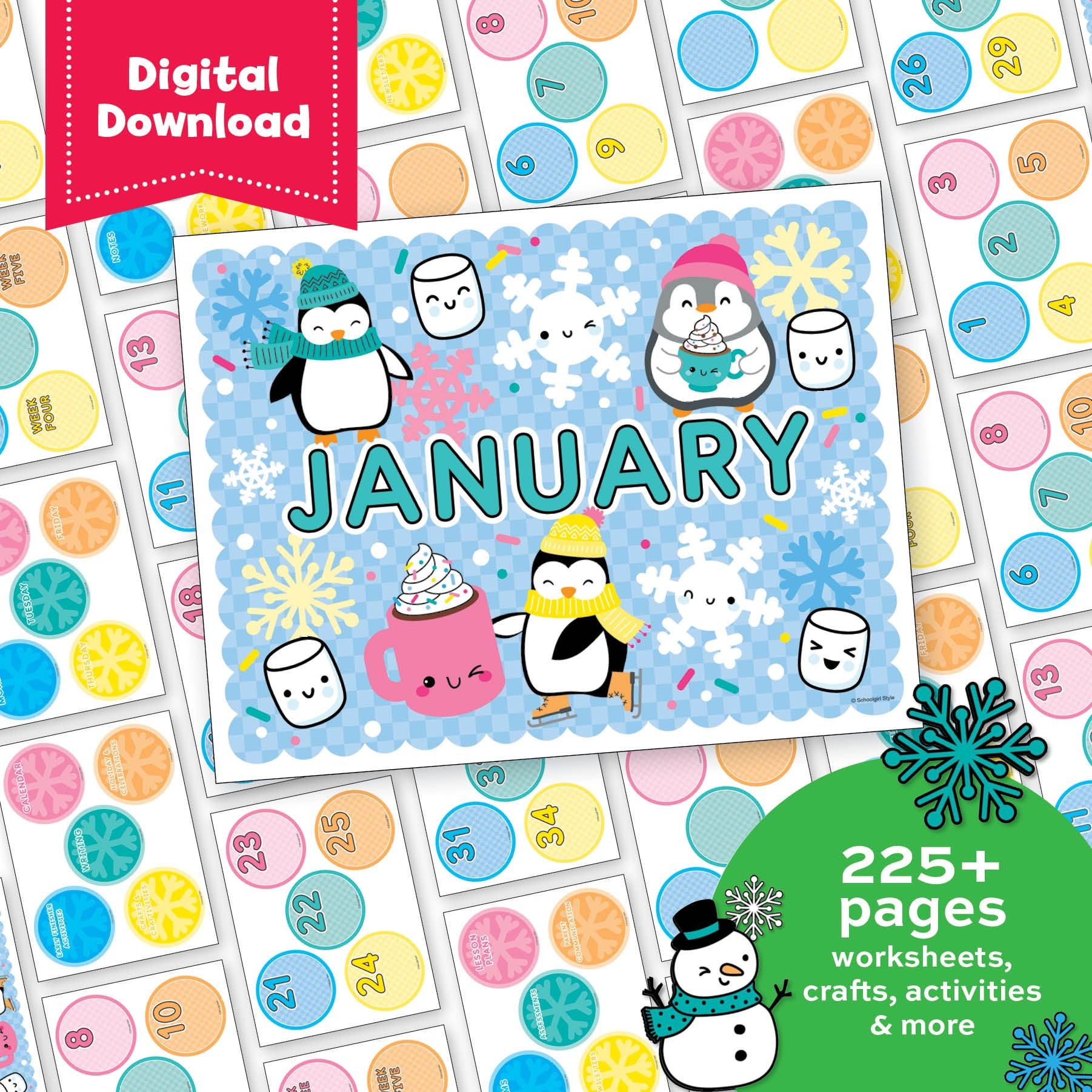 Printable First Grade January Thematic Unit Bundle