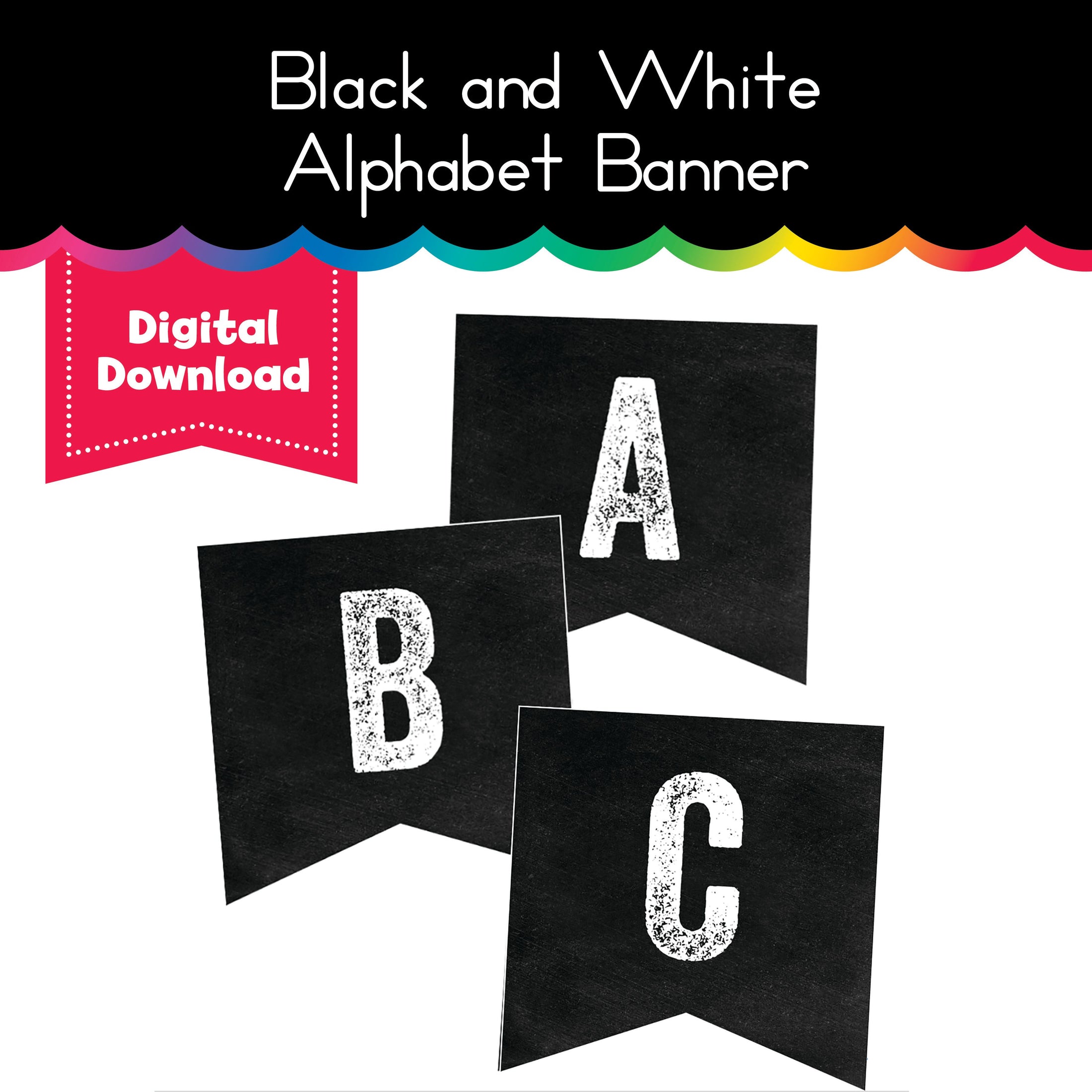 Black and White Alphabet Banner