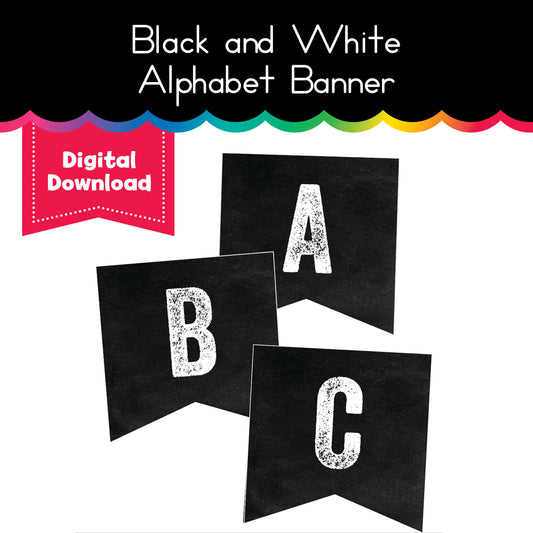 Black and White Alphabet Banner