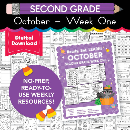 Printable Second Grade October Week 1 Resources