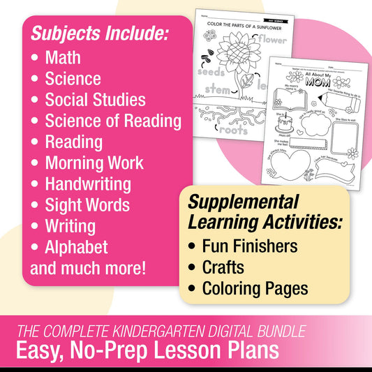Printable Kindergarten May Homeschool Curriculum Bundle