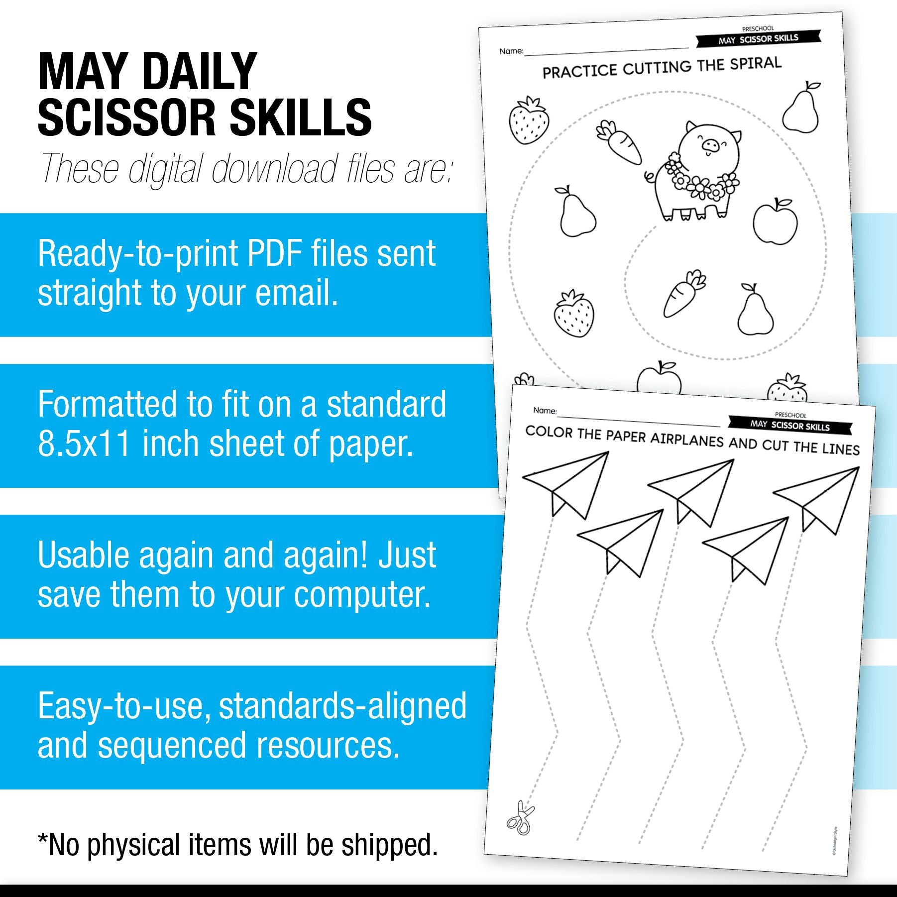Printable Preschool May Daily Scissor Skills