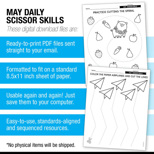 Printable Preschool May Daily Scissor Skills