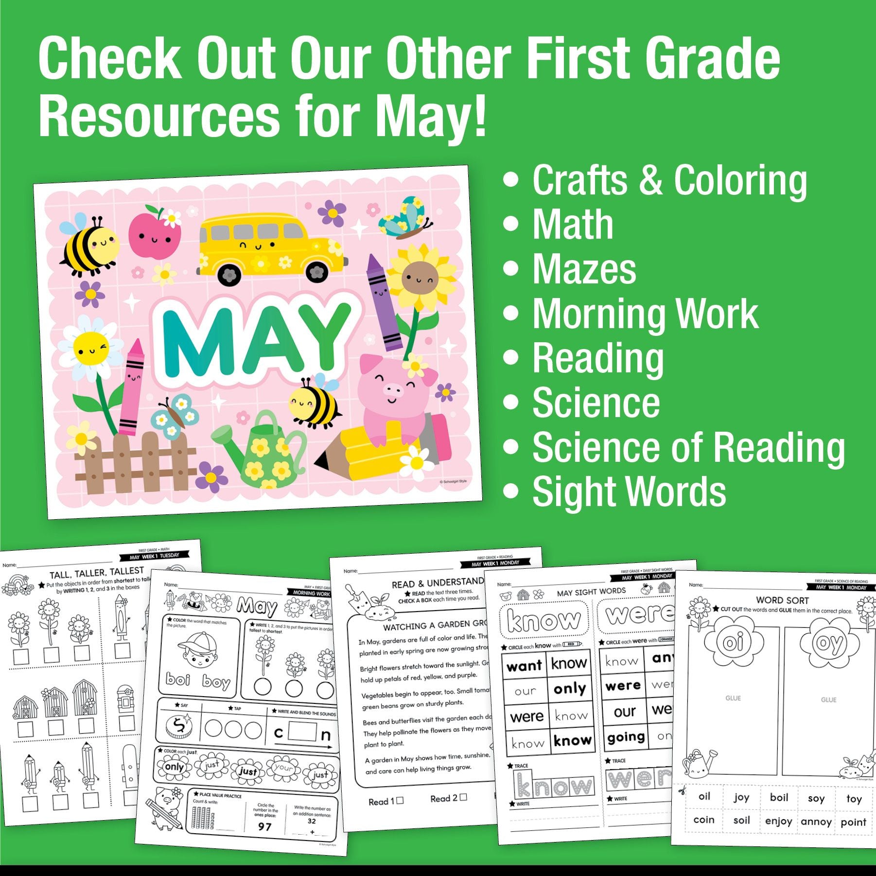 Printable First Grade May Writing Bundle