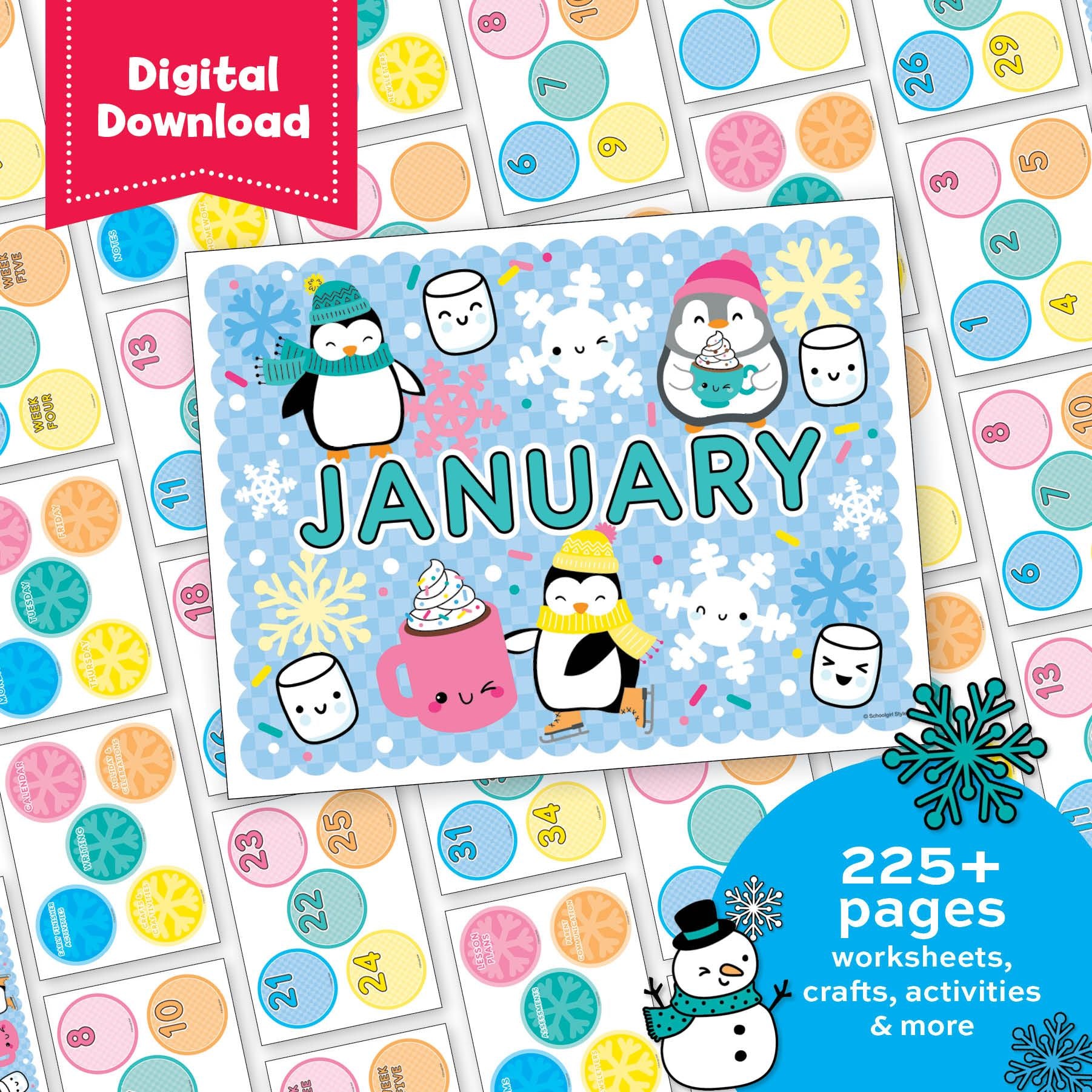 Printable Preschool January Homeschool Curriculum Bundle