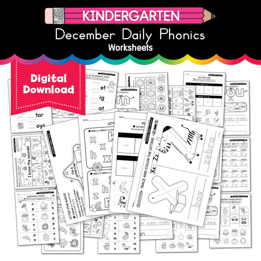 Printable Kindergarten December Daily Phonics