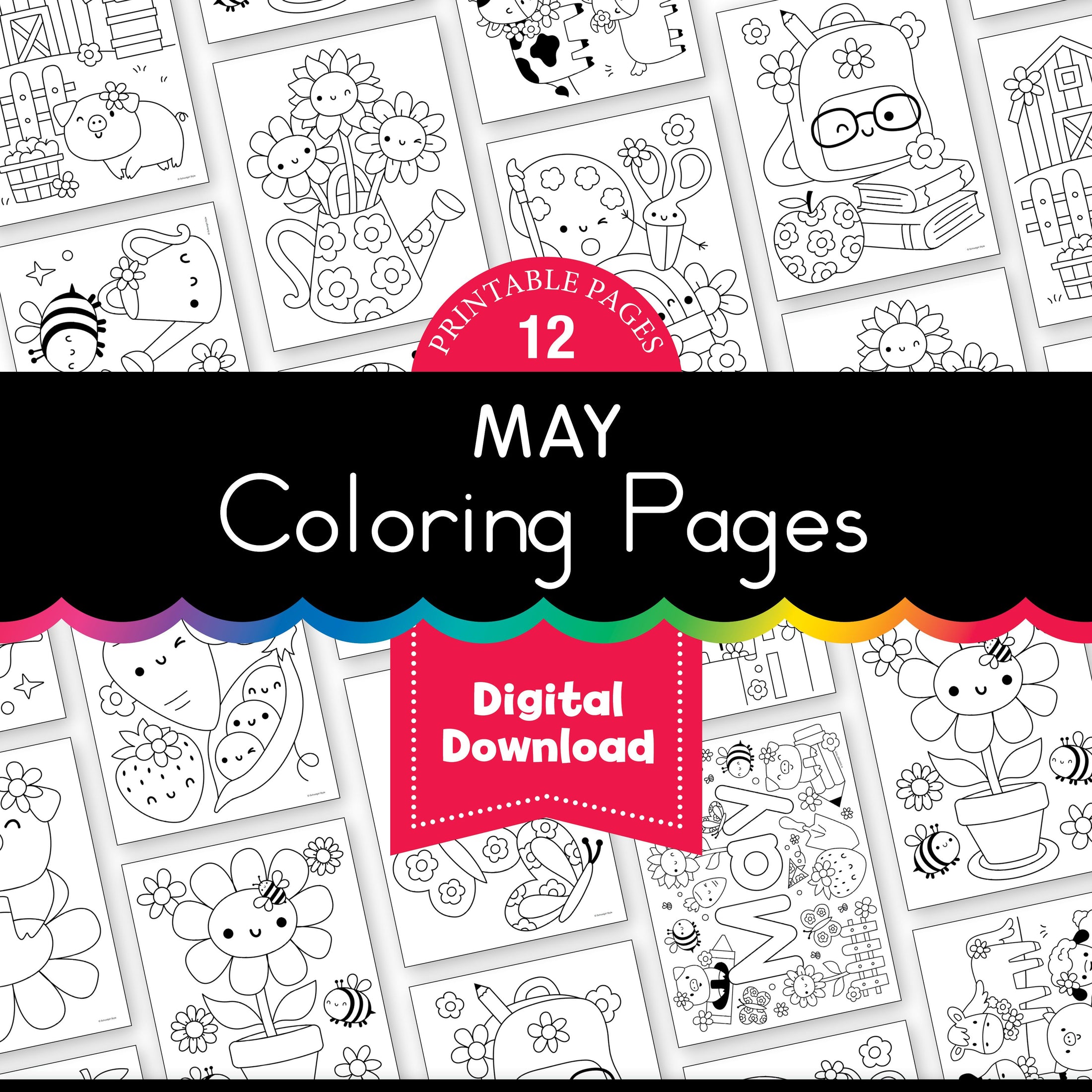 Free Printable May Coloring Pages Pack 2