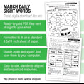 Load image into Gallery viewer, Printable First Grade March Daily Sight Words
