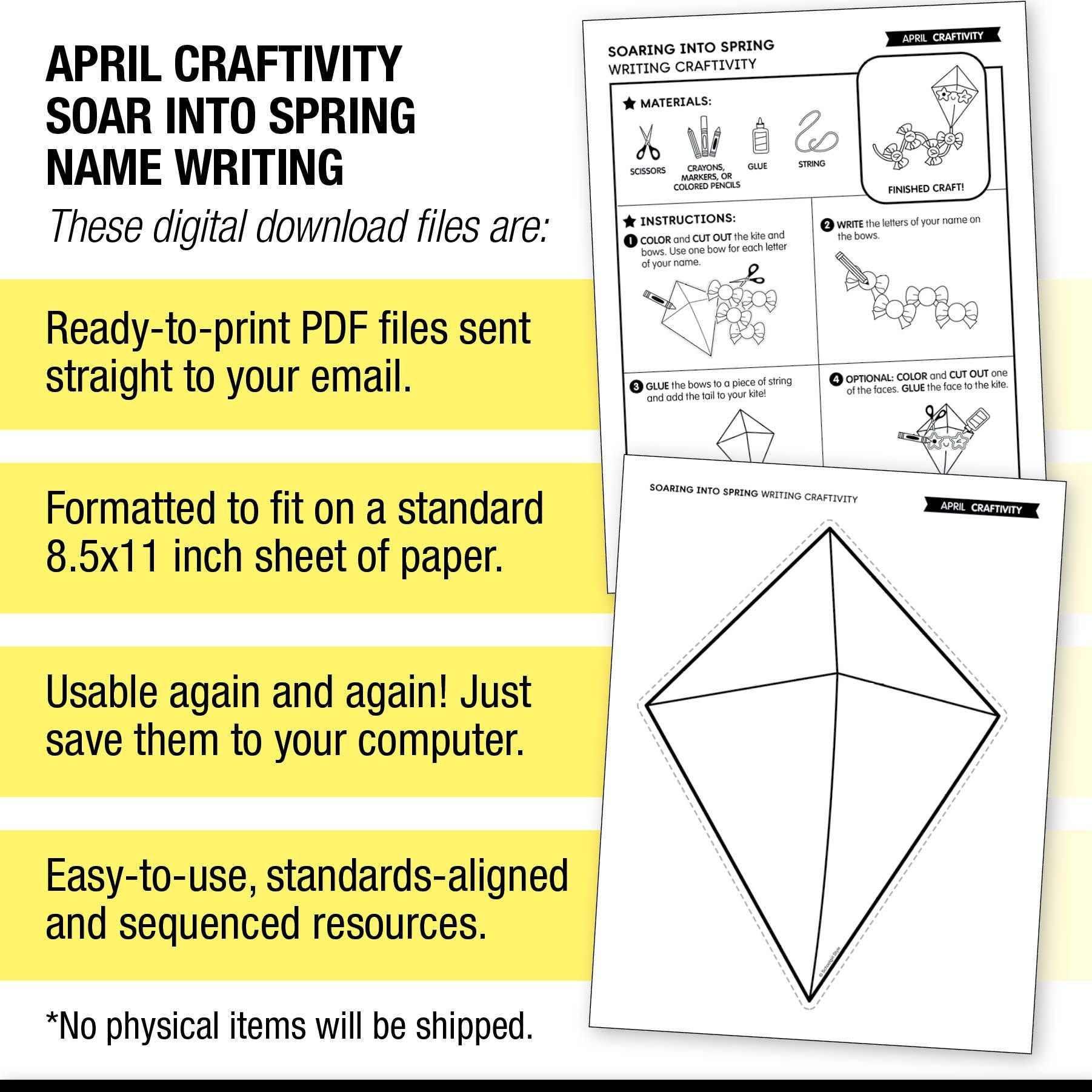 Printable April Soar Into Spring Name Writing Craftivity