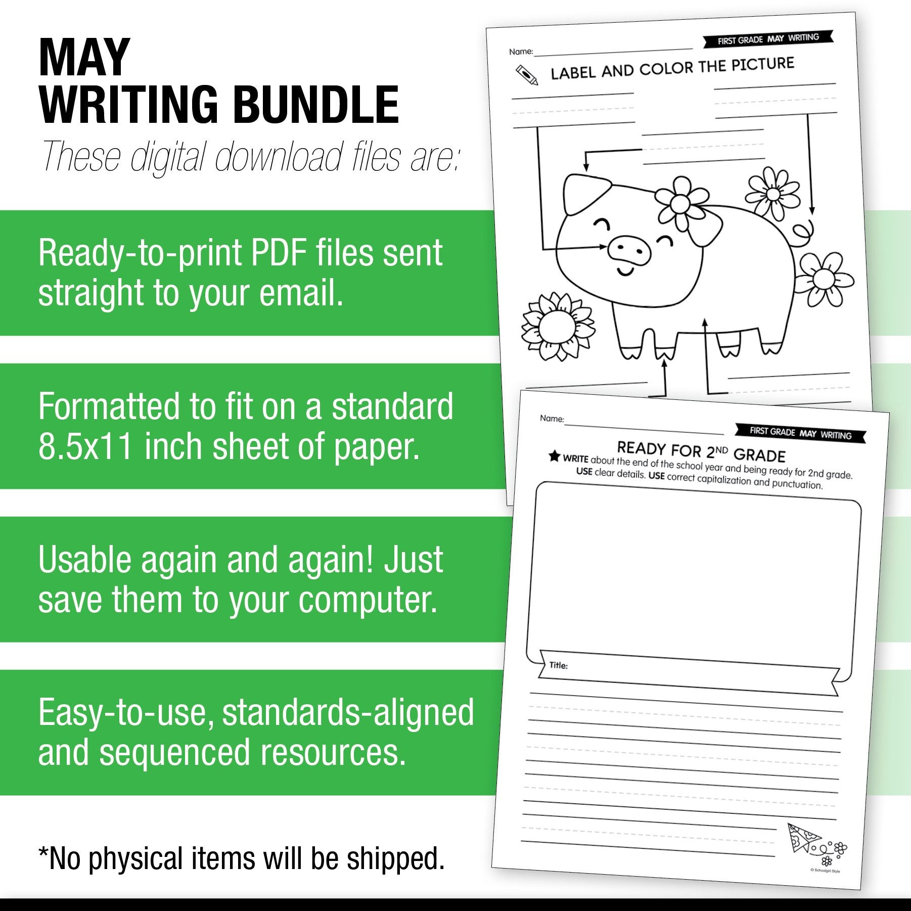 Printable First Grade May Writing Bundle