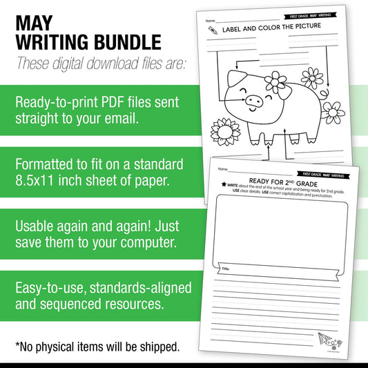 Printable First Grade May Writing Bundle