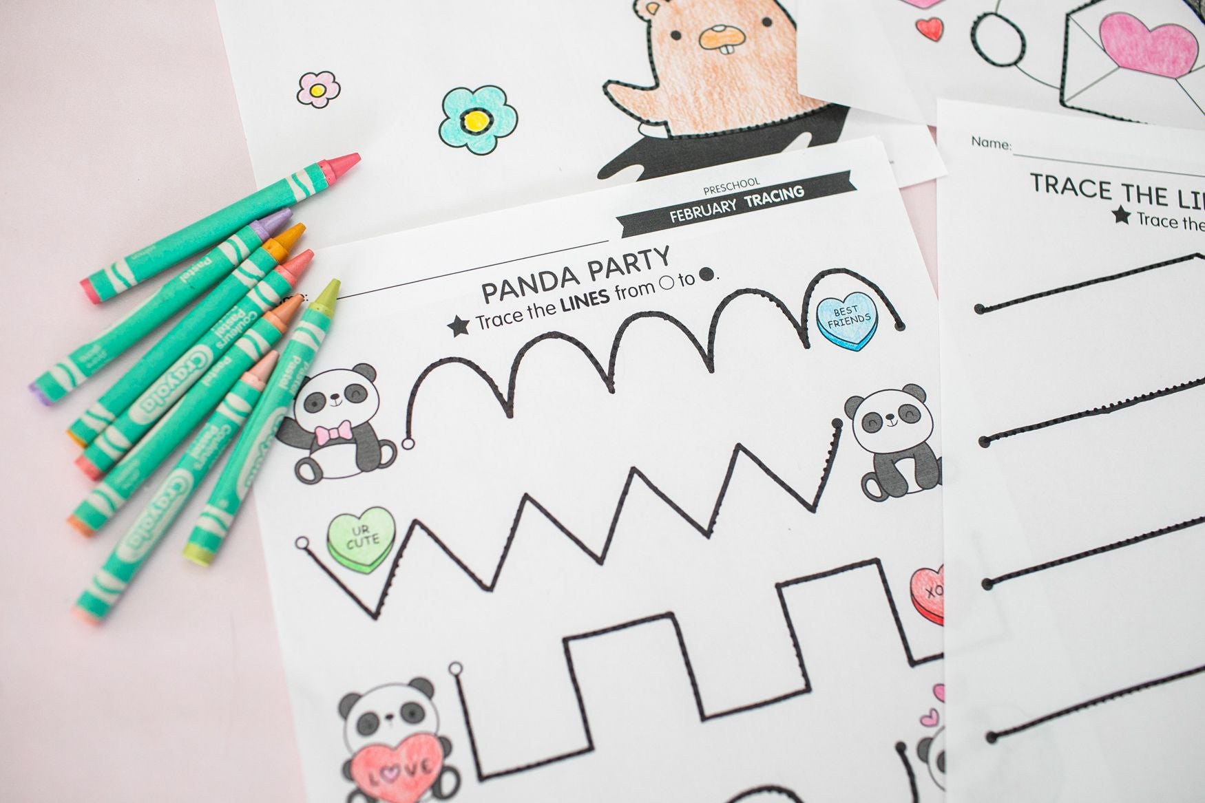 Printable Preschool February Daily Pre-Writing Tracing