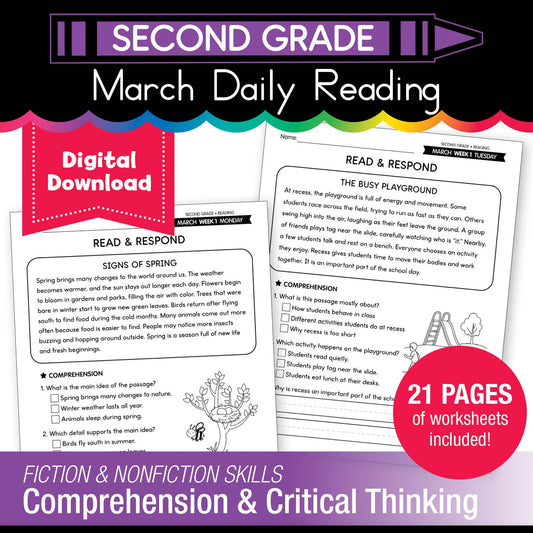 Printable Second Grade March Daily Reading