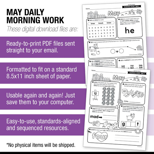 Printable Second Grade May Daily Morning Work