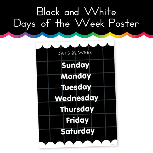 Black and White Days of the Week Poster