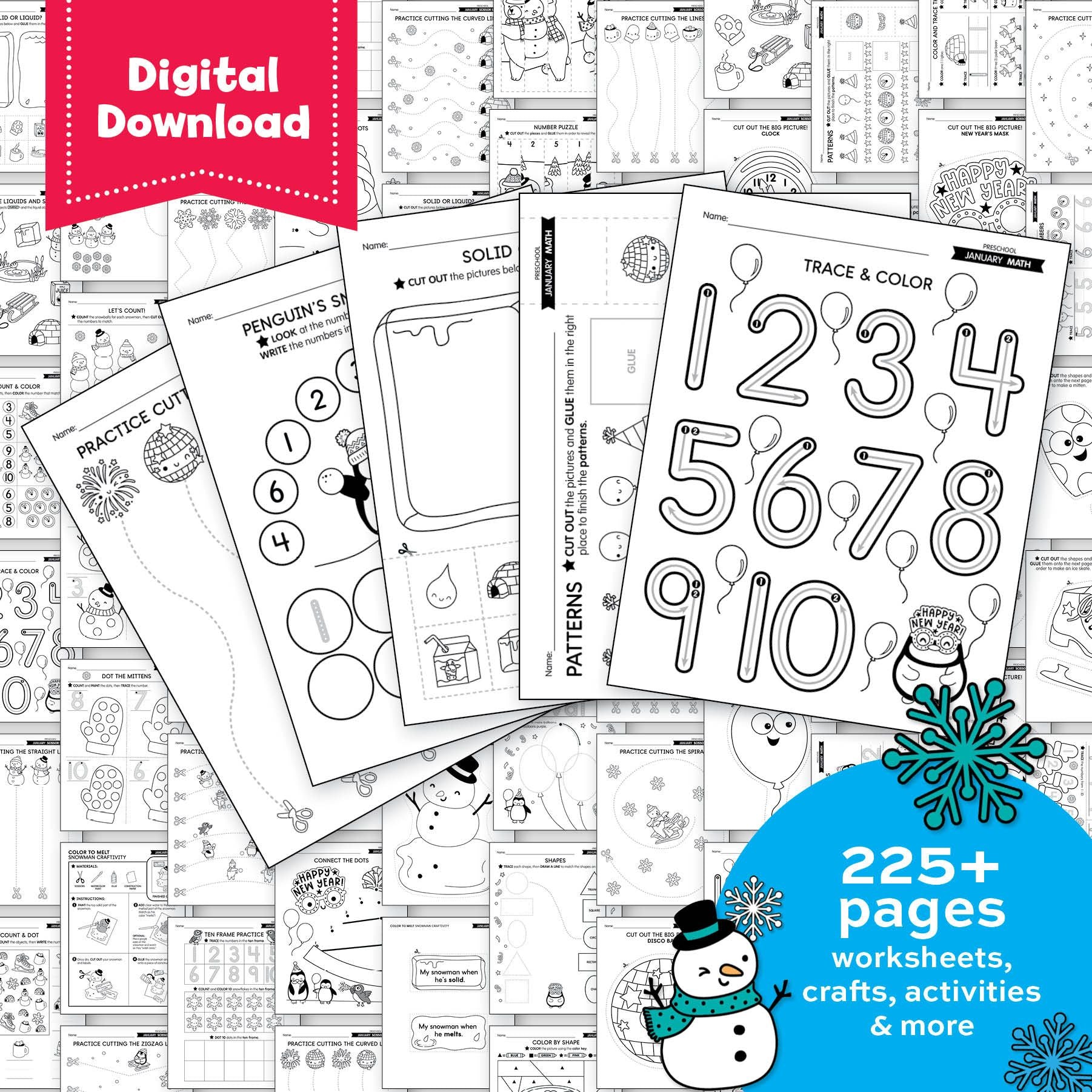 Printable Preschool January Homeschool Curriculum Bundle