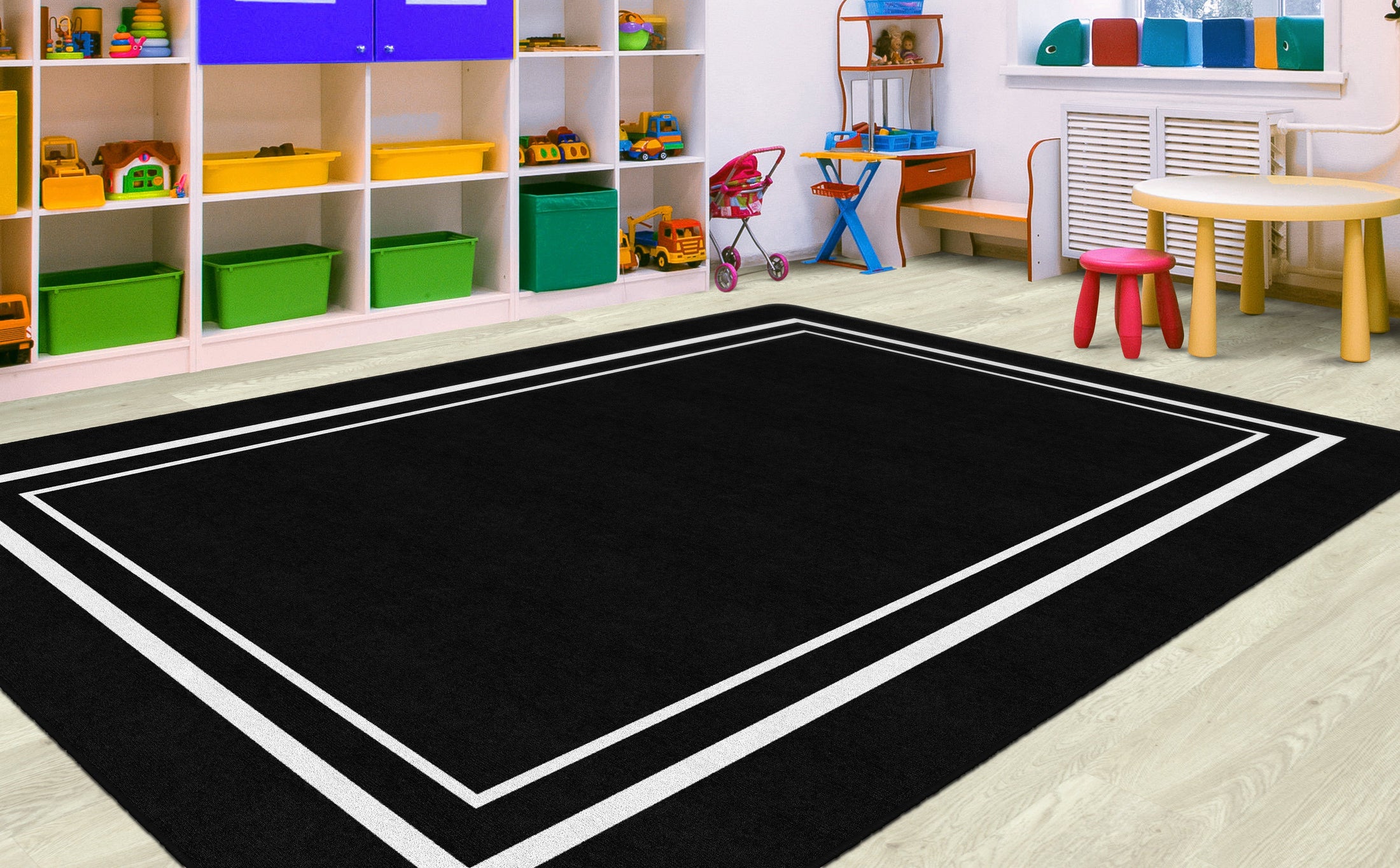 Black & White Border Classroom Rug by Schoolgirl Style