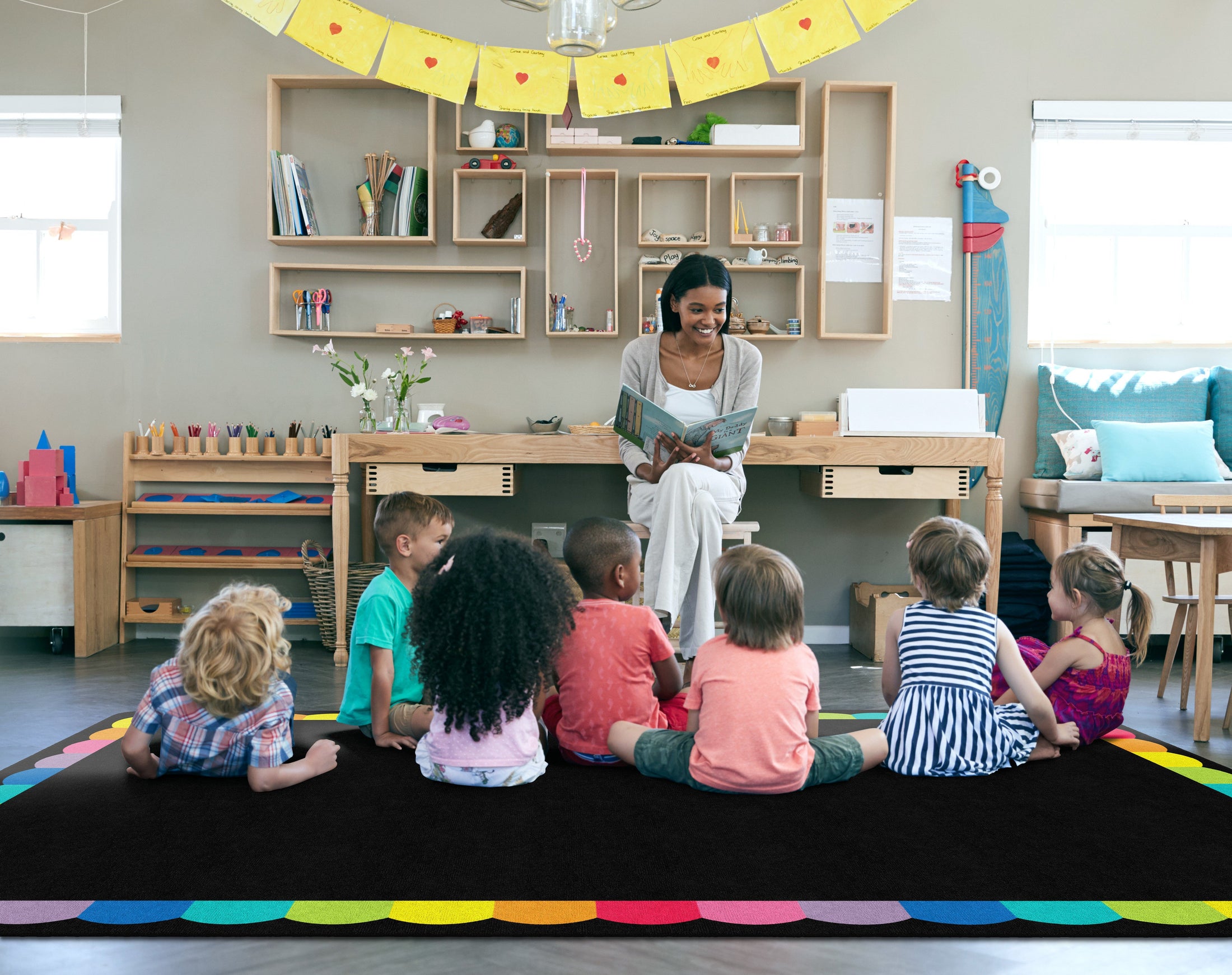 Rainbow Scallop Classroom Rug by Schoolgirl Style