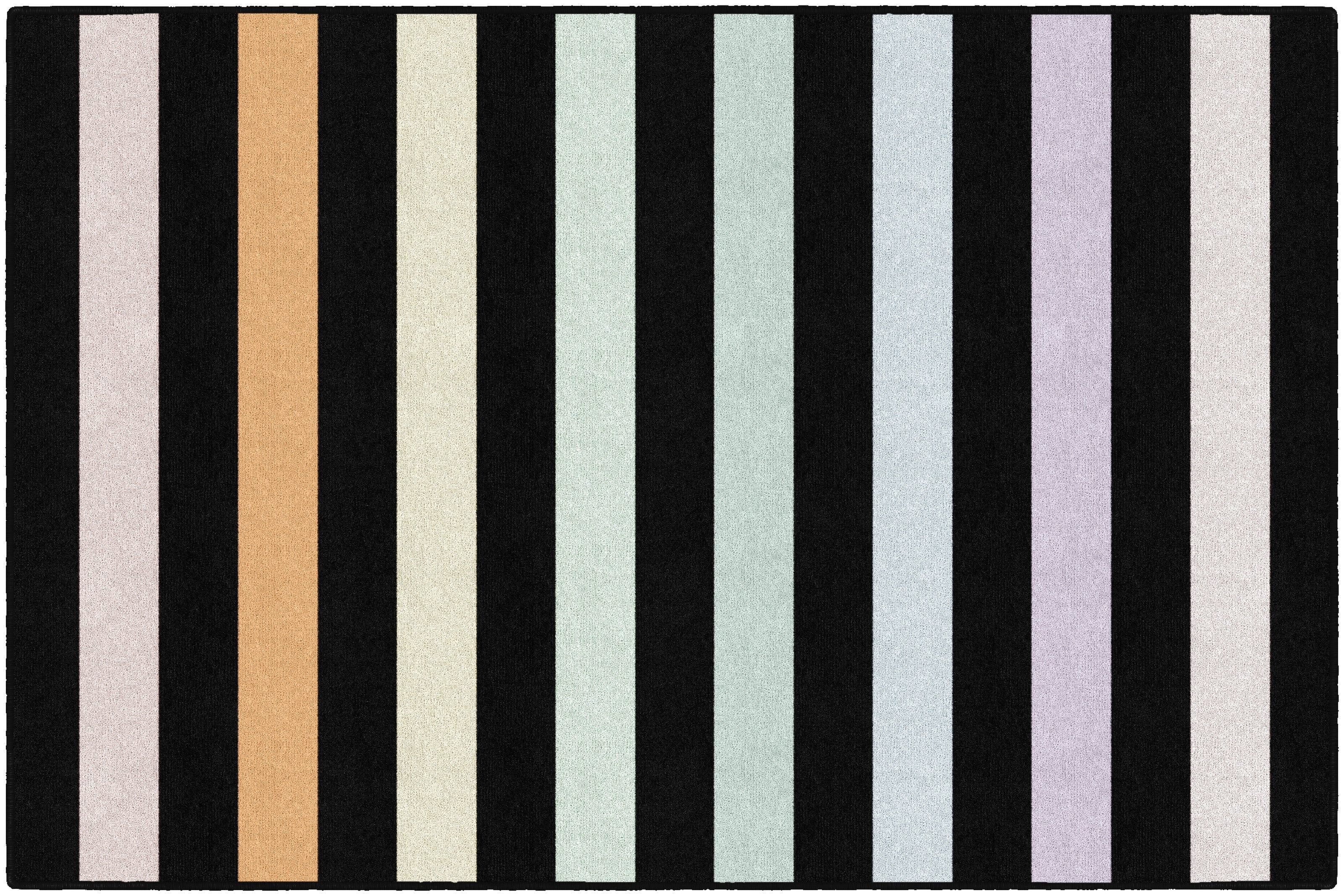 Rainbow Stripes on Black Classroom Rug by Schoolgirl Style - Playground ...