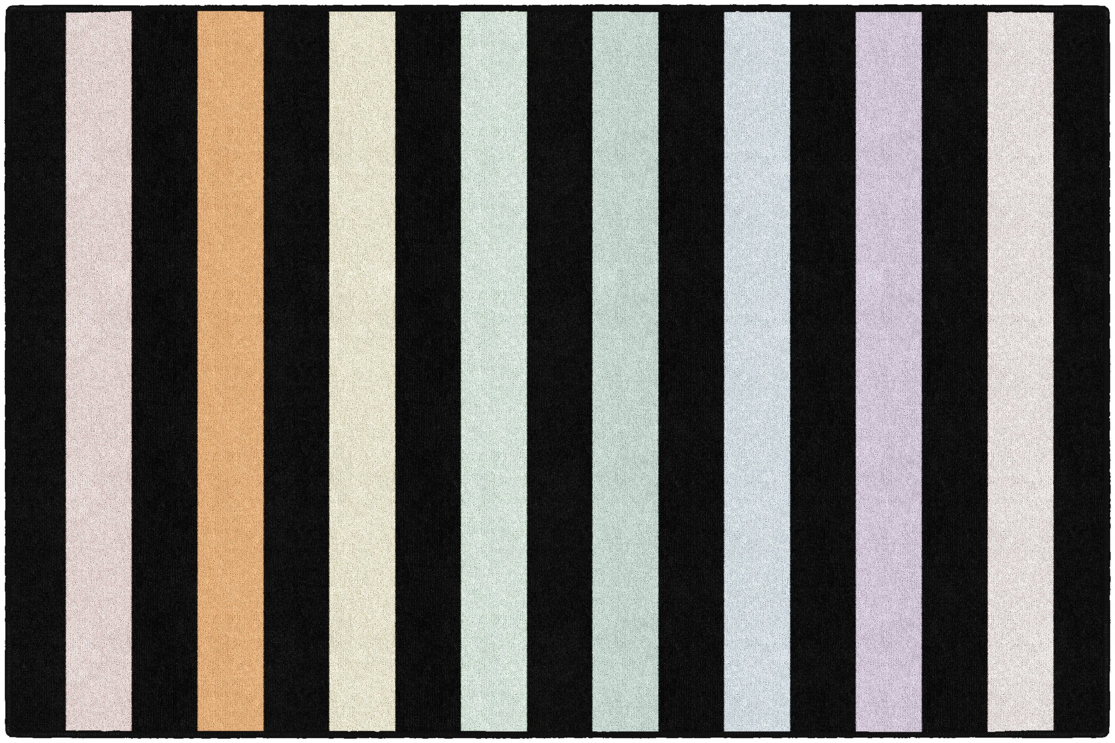 Rainbow Stripes on Black Classroom Rug by Schoolgirl Style