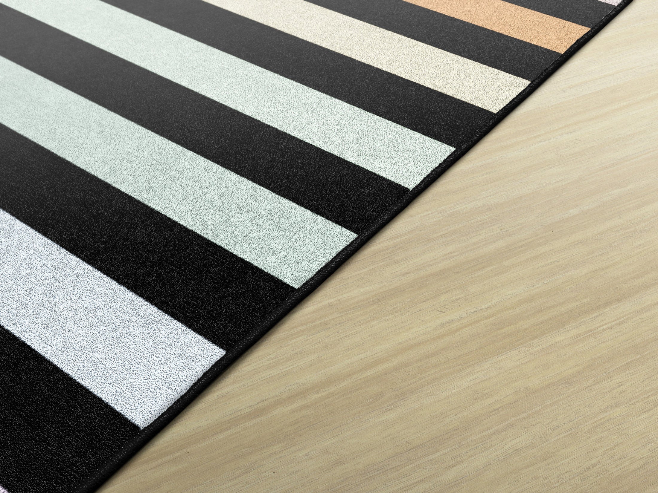 Rainbow Stripes on Black Classroom Rug by Schoolgirl Style