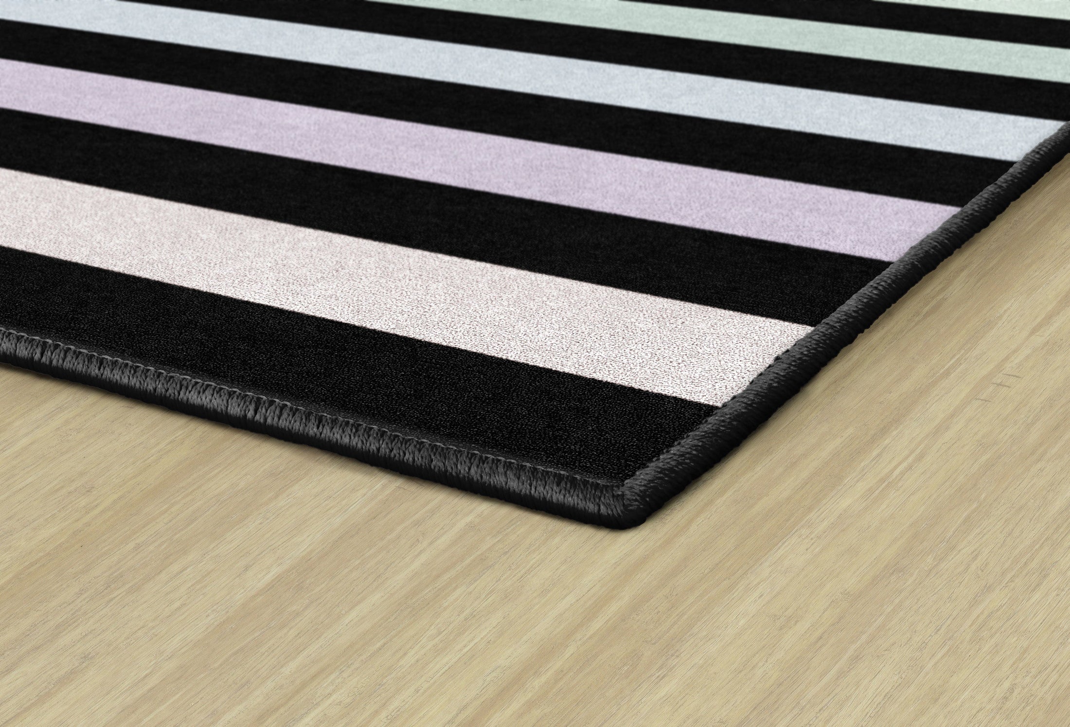 Rainbow Stripes on Black Classroom Rug by Schoolgirl Style