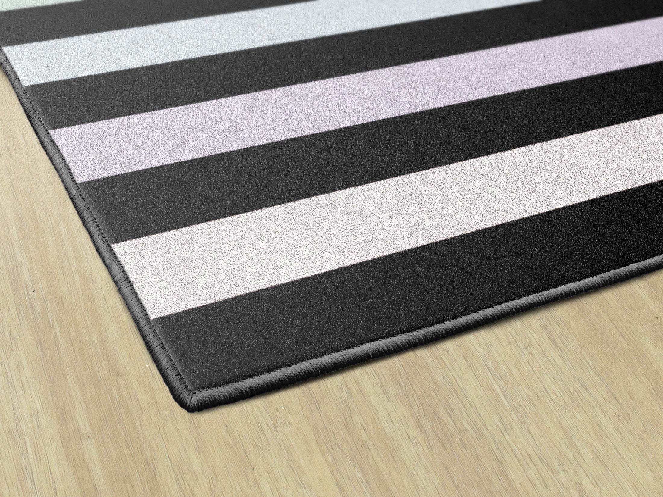 Rainbow Stripes on Black Classroom Rug by Schoolgirl Style