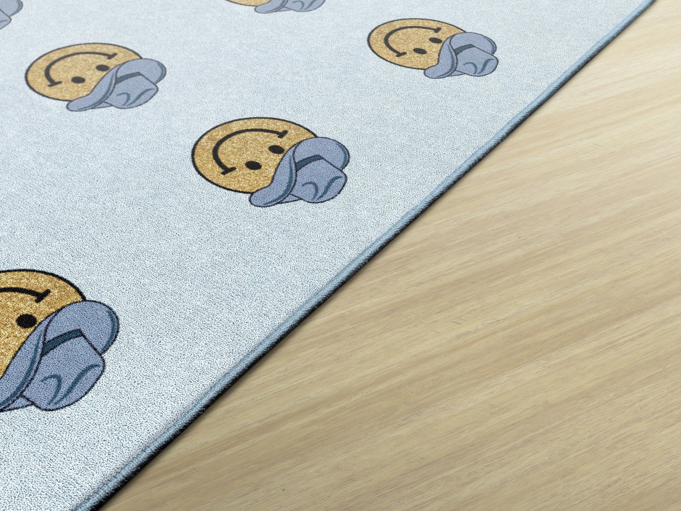 Smiley Cowboy Sit Spots on Light Blue Classroom Rug by Schoolgirl Style