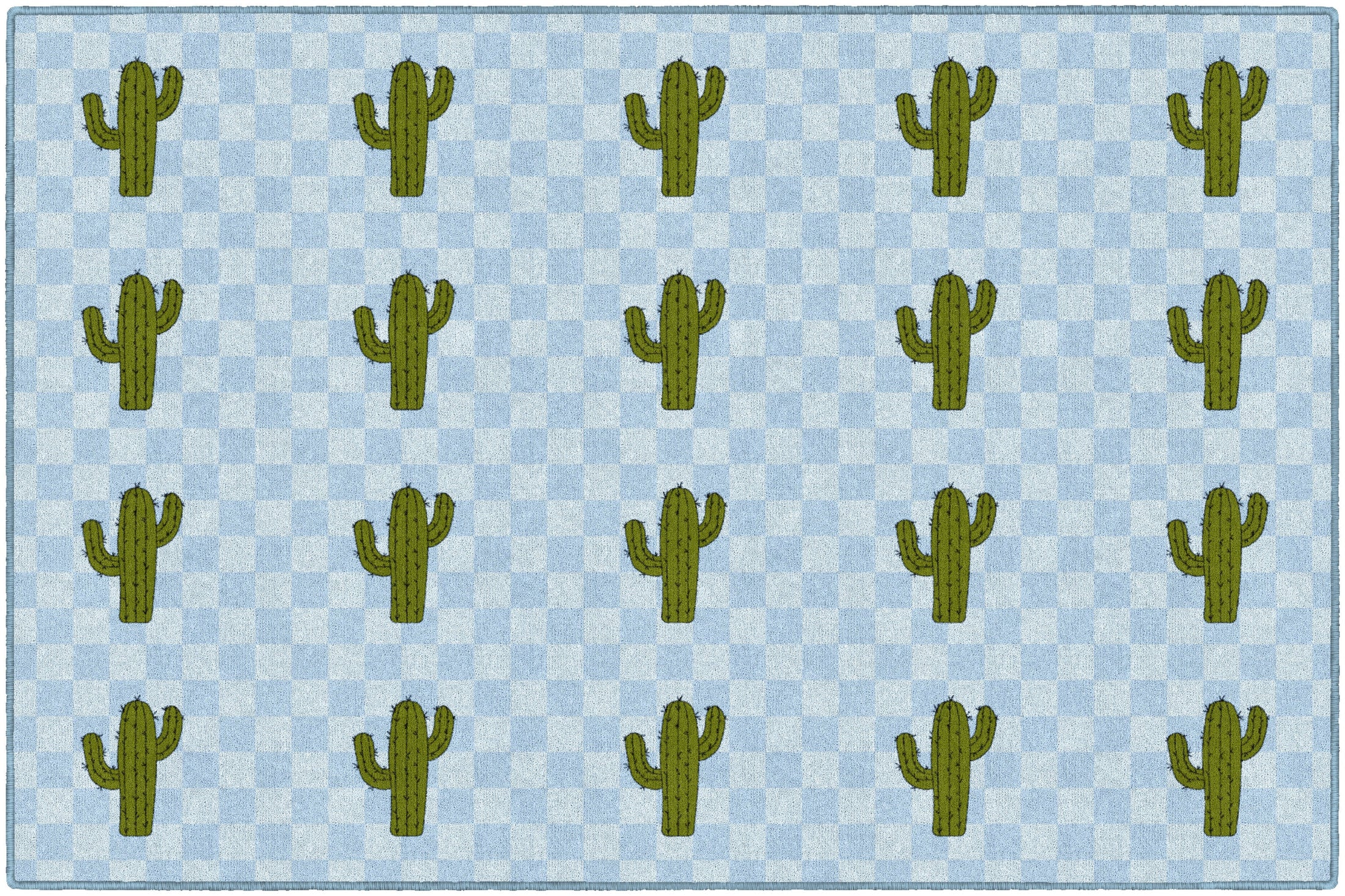 Cactus Sit Spots on Light Blue Classroom Rug by Schoolgirl Style